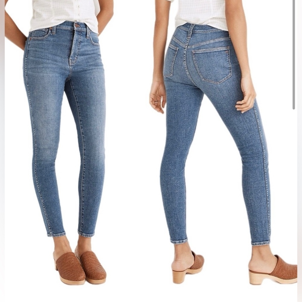 Madewell women’s 10” high-rise skinny crop in light wash blue jeans size 33